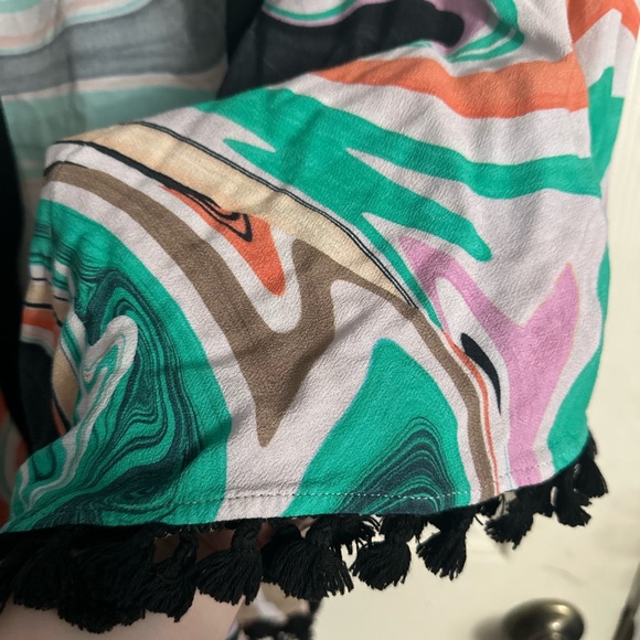 ☀️Trina Turk Swim & Spa Nazare Coverup Kimono w/ Fringe Women’s One-Size Swirl - Picture 3 of 5